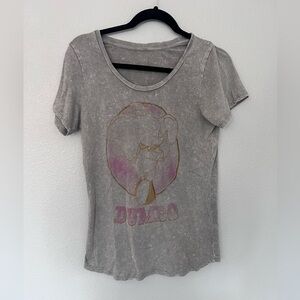 Disney Gray Pink Gold Dumbo Graphic Tee Size Medium